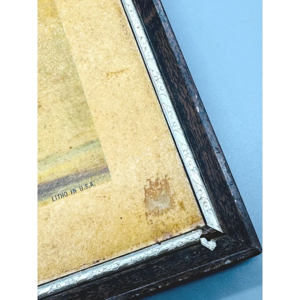 Maio Harlequin Girl Framed Litho Print Vintage Mid Century Modern Big Eye Art